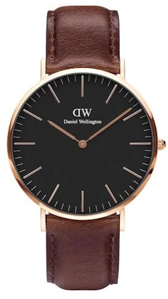  Shop Authentic Daniel Wellington Bristol Black Dial Brown Leather Strap Watch For Men - DW00100125 - Luxxuri