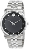  Shop Authentic Movado Museum Diamonds Black Dial Silver Steel Strap Watch For Men - 606878 - Luxxuri