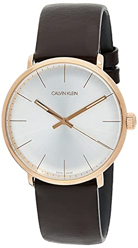  Shop Authentic Calvin Klein High Noon Silver Dial Brown Leather Strap Watch for Men - K8M216G6 - Luxxuri