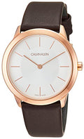  Shop Authentic Calvin Klein Minimal White Dial Brown Leather Strap Watch for Women - K3M226G6 - Luxxuri