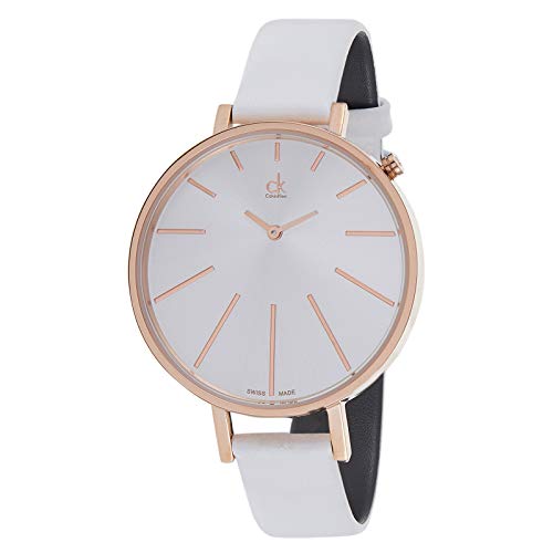  Shop Authentic Calvin Klein Equal Silver Dial White Leather Strap Watch for Women - K3E236L6 - Luxxuri