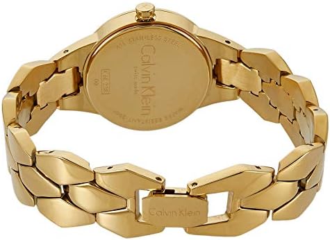  Shop Authentic Calvin Klein Snake Silver Dial Yellow Gold Steel Strap Watch For Women - K6E23546 - Luxxuri