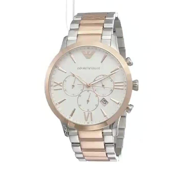  Shop Authentic Emporio Armani Giovanni Chronograph Quartz White Dial Two Tone Steel Strap Watch For Men - AR11209 - Luxxuri