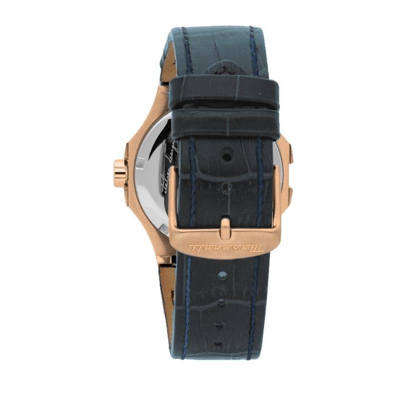  Shop Authentic Maserati Potenza 42mm Rose Gold & Blue Dial Blue Leather Strap Watch For Men - R8851108027 - Luxxuri