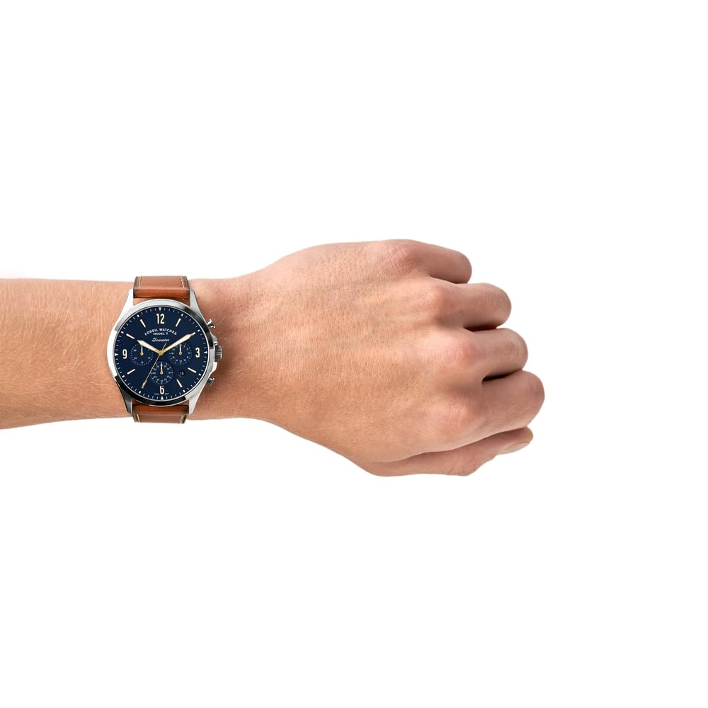  Shop Authentic Fossil Forrester Chronograph Blue Dial Brown Leather Strap Watch for Men -  S5607 - Luxxuri