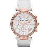  Shop Authentic Michael Kors Parker White Diamonds Dial White Leather Strap Watch for Women - MK2281 - Luxxuri