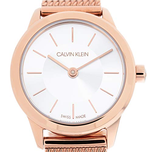  Shop Authentic Calvin Klein Minimal White Dial Rose Gold Mesh Bracelet Watch for Women - K3M23626 - Luxxuri