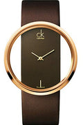  Shop Authentic Calvin Klein Glam Transparent Dial Brown Leather Strap Watch for Women - K9423303 - Luxxuri