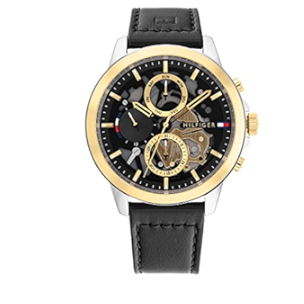  Shop Authentic Tommy Hilfiger Henry Chronograph Black Dial Black Leather Strap Watch For Men - 1710474 - Luxxuri