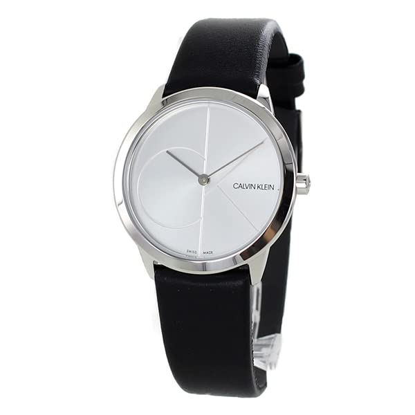  Shop Authentic Calvin Klein Minimal Silver Dial Black Leather Strap Watch for Men - K3M221CY - Luxxuri