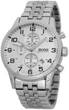  Shop Authentic Hugo Boss Aeroliner Chronograph Quartz White Dial Silver Steel Strap Watch For Men - HB1512445 - Luxxuri