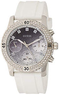 Guess Confetti Crystal Black Dial White Silicone Strap Watch For Women - W1098L1
