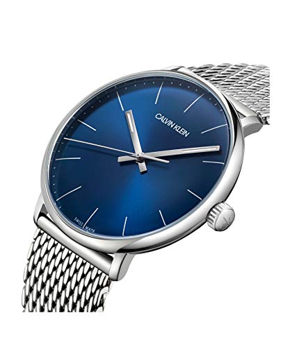  Shop Authentic Calvin Klein High Noon Quartz Blue Dial Silver Mesh Bracelet Watch for Men - K8M2112N - Luxxuri