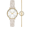 Michael Kors Pyper Quartz Silver Dial White Leather Strap Watch For Women - MK1037
