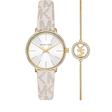  Shop Authentic Michael Kors Pyper Quartz Silver Dial White Leather Strap Watch For Women - MK1037 - Luxxuri