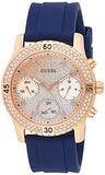  Shop Authentic Guess Confetti Diamonds Gold Dial Blue Rubber Strap Watch For Women - W1098L6 - Luxxuri