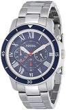  Shop Authentic Fossil Grant Sport Chronograph Blue Dial Silver Steel Strap Watch for Men - FS5238 - Luxxuri
