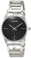  Shop Authentic Calvin Klein Stately Black Dial Silver Steel Strap Watch for Women - K3G23121 - Luxxuri