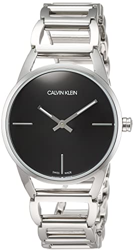  Shop Authentic Calvin Klein Stately Black Dial Silver Steel Strap Watch for Women - K3G23121 - Luxxuri
