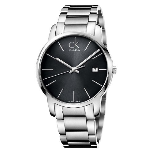  Shop Authentic Calvin Klein City Date Black Dial Silver Steel Strap Watch for Men - K2G2G143 - Luxxuri