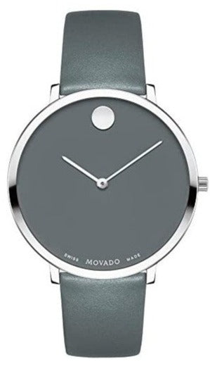  Shop Authentic Movado Museum 70th Anniversary Grey Dial Grey Leather Strap Watch For Women - 0607144 - Luxxuri