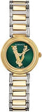  Shop Authentic Versace Virtus Quartz Green Dial Two Tone Steel Strap Watch For Women - VET300821 - Luxxuri