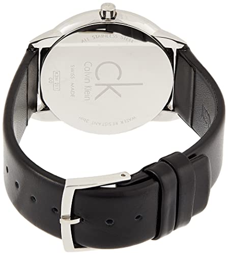  Shop Authentic Calvin Klein Minimal Black Dial Black Leather Strap Watch for Men - K3M211C4 - Luxxuri