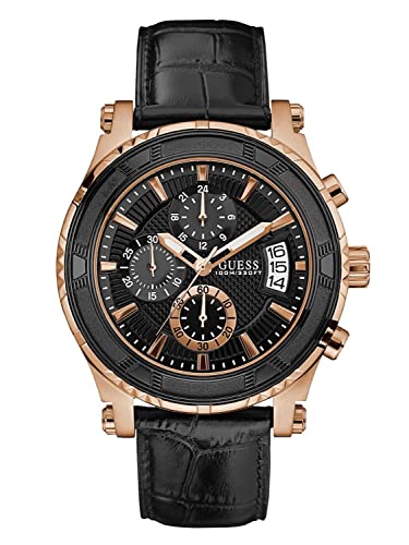  Shop Authentic Guess Pinnacle Chronograph Quartz Black Dial Black Leather Strap Watch For Men - W0673G5 - Luxxuri