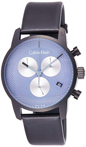  Shop Authentic Calvin Klein City Chronograph Grey Dial Black Leather Strap Watch for Men - K2G177C3 - Luxxuri