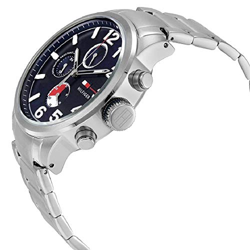  Shop Authentic Tommy Hilfiger Jackson Chronograph Blue Dial Silver Steel Strap Watch for Men - 1791242 - Luxxuri