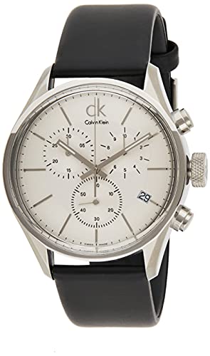  Shop Authentic Calvin Klein Masculine Chronograph White Dial Black Leather Strap Watch for Men - K2H27120 - Luxxuri
