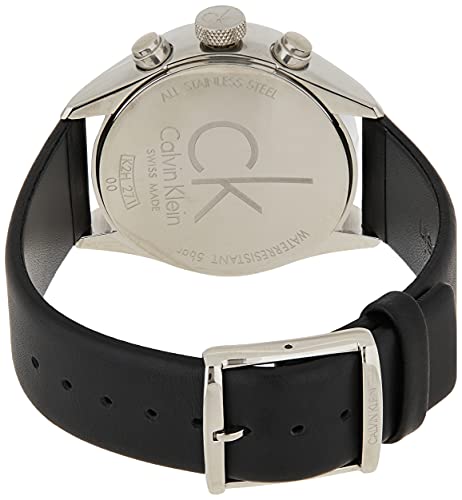  Shop Authentic Calvin Klein Masculine Chronograph White Dial Black Leather Strap Watch for Men - K2H27120 - Luxxuri