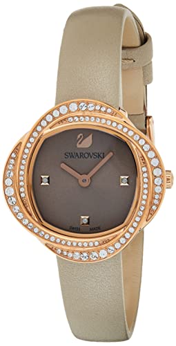  Shop Authentic Swarovski Crystal Flower Grey Dial Grey Leather Strap Watch for for Women - 5552424 - Luxxuri
