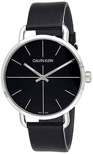  Shop Authentic Calvin Klein Evan Black Dial Black Leather Strap Watch for Men - K7B211CZ - Luxxuri