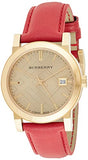  Shop Authentic Burberry The City Gold Dial Red Leather Strap Watch for Women - BU9140 - Luxxuri