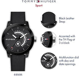  Shop Authentic Tommy Hilfiger Denim Quartz Black Dial Black Leather Strap Watch for Men - 1791479 - Luxxuri