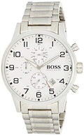  Shop Authentic Hugo Boss Aeroliner Chronograph White Dial Silver Steel Strap Watch for Men - 1513182 - Luxxuri
