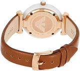  Shop Authentic Emporio Armani Gianni T Bar Quartz Mother of Pearl White Dial Brown Leather Strap Watch For Women - AR11040 - Luxxuri
