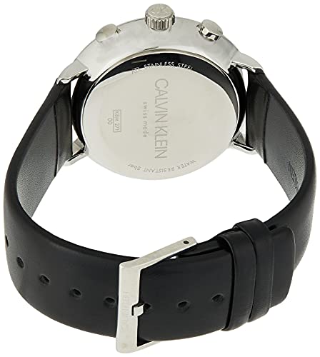  Shop Authentic Calvin Klein High Noon Chronograph White Dial Black Leather Strap Watch for Men - K8M271C6 - Luxxuri