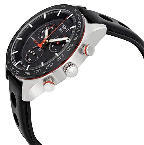 Tissot PRS 516 Chronograph Black Dial Black Leather Strap Watch For Men - T100.417.16.051.00