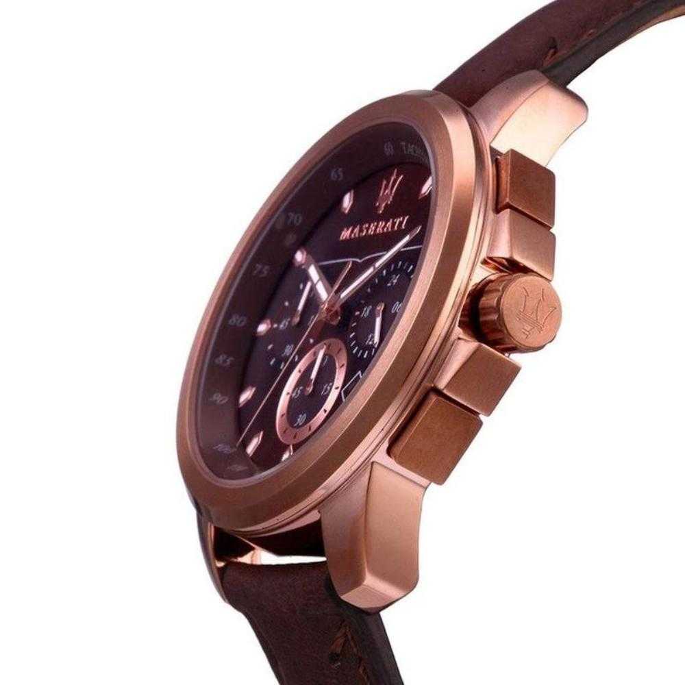  Shop Authentic Maserati Successo Brown Dial Brown Leather Strap Watch For Men - R8871621004 - Luxxuri
