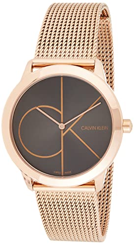  Shop Authentic Calvin Klein Minimal Black Dial Rose Gold Mesh Bracelet Watch for Men - K3M22621 - Luxxuri