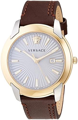  Shop Authentic Versace V-Urban Quartz Grey Dial Brown Leather Strap Watch for Men - VELQ00219 - Luxxuri