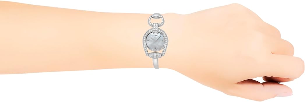  Shop Authentic Gucci Horsebit Collection Diamonds Mother of Pearl Dial Silver Steel Strap Watch For Women - YA139505 - Luxxuri