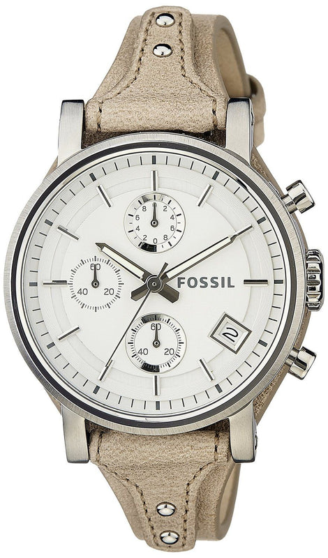  Shop Authentic Fossil Boyfriend Chronograph White Dial Brown Leather Strap Watch for Women - ES3625 - Luxxuri