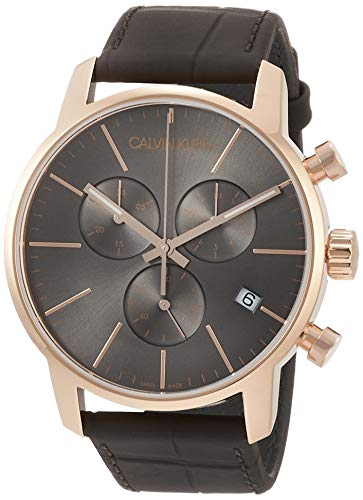  Shop Authentic Calvin Klein City Chronograph Grey Dial Brown Leather Strap Watch for Men - K2G276G3 - Luxxuri