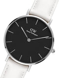  Shop Authentic Daniel Wellington Classic Petite Bondi Black Dial White Leather Strap Watch For Women - DW00100284 - Luxxuri