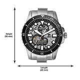  Shop Authentic Fossil FB-01 Automatic Skeleton Black Dial Silver Steel Strap Watch for Men - ME3190 - Luxxuri