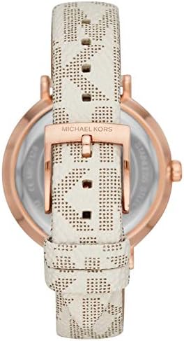  Shop Authentic Michael Kors Jayne Three Hand Rose Gold Dial White Leather Strap Watch For Women - MK7128 - Luxxuri