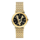  Shop Authentic Versace Virtus Quartz Black Dial Gold Steel Strap Watch for Women - VEHC00619 - Luxxuri